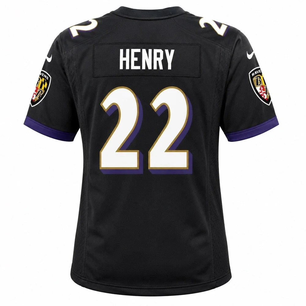 Nike Baltimore Ravens Derrick Henry 22 Kids Youth Jersey L 14/16 Black NFL New